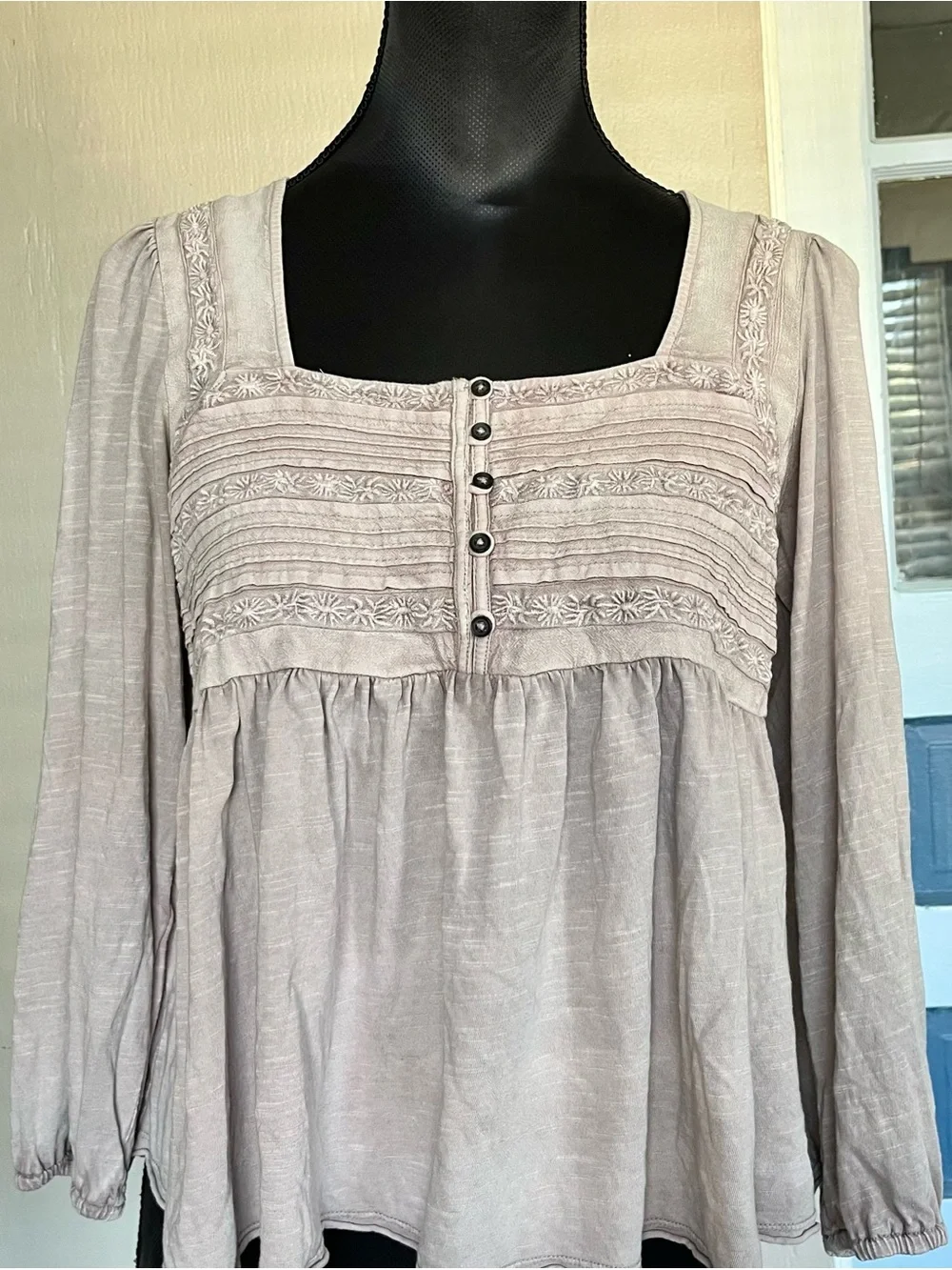 Dusty pink milkmaid peasant aztec patterned top - Picture 2 of 7